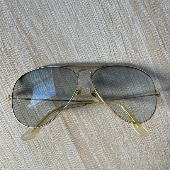 Vintage B&L Ray-Ban USA Aviators Sunglasses Lightly Tinted Gold FRAMES 58-14 - Picture 1 of 9